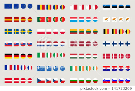 European Union member states national flags big mega collection in four different shapes and flat styles as vector web UI icons European Union member states national flags big mega collection in four different shapes and flat styles as vector web UI icons 141723209