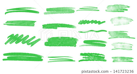 Set of bright green watercolor brushstrokes Set of bright green watercolor brushstrokes 141723236