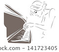 一幅描繪女子彈鋼琴的線條畫 141723405