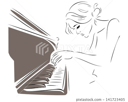 一幅描繪女子彈鋼琴的線條畫 一幅描繪女子彈鋼琴的線條畫 141723405