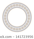 Circular ornamental frame pattern. Greek key pattern. Oriental round frame with damask pattern. Vector illustration. 141723956