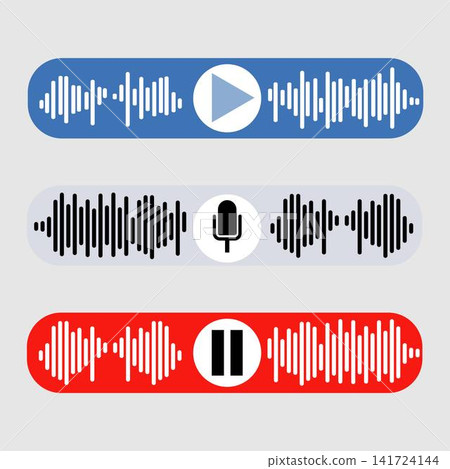 Voice note player UI design layout with microphone and pause button Voice note player UI design layout with microphone and pause button 141724144