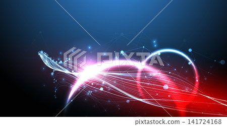 Abstract futuristic technology background with glowing light waves and network lines Abstract futuristic technology background with glowing light waves and network lines 141724168