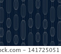 Modern art deco pattern with geometric elongated oval chains dark blue 141725051
