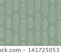 Modern art deco pattern with geometric elongated oval chains green 141725053