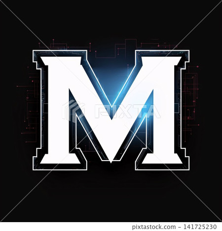 Futuristic letter M on the black background. Vector illustration. Futuristic letter M on the black background. Vector illustration. 141725230