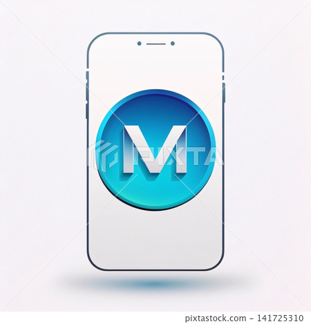 Mobile phone with letter M. Mobile application icon. Vector illustration. Mobile phone with letter M. Mobile application icon. Vector illustration. 141725310