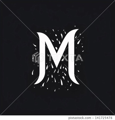 Initial letter M logo with dots and grunge texture. Vector design template elements for your application or corporate identity. 141725478