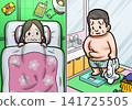 A woman suffering from insomnia and a man surprised by her obese physique. 141725505