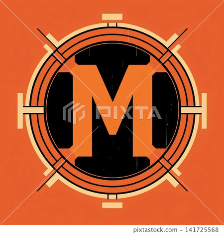 Grunge letter M on an orange background,vector illustration. Grunge letter M on an orange background,vector illustration. 141725568