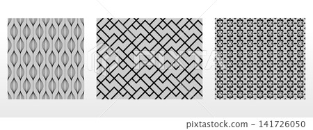 Geometric set of seamless black and gray patterns. Simple vector graphics Geometric set of seamless black and gray patterns. Simple vector graphics 141726050