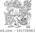 牡丹與中國獅（單色線條畫） 141726063