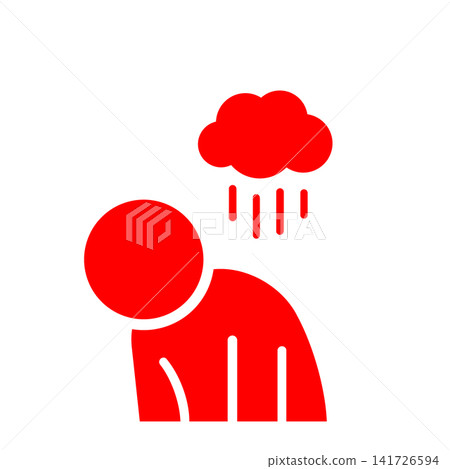 A pictogram (red) of a person who has lost their energy due to stress or mental distress. A pictogram (red) of a person who has lost their energy due to stress or mental distress. 141726594