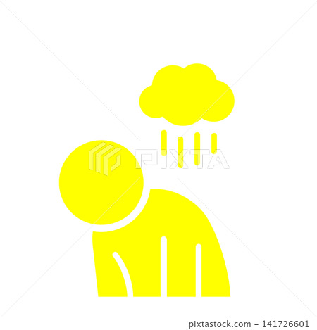 A pictogram (yellow) of a person who has lost their energy due to stress or mental distress. 141726601