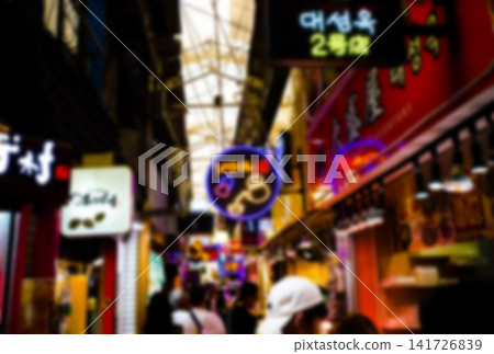 Inside the shopping street of Osaka's Koreatown (blurred image) Inside the shopping street of Osaka's Koreatown (blurred image) 141726839