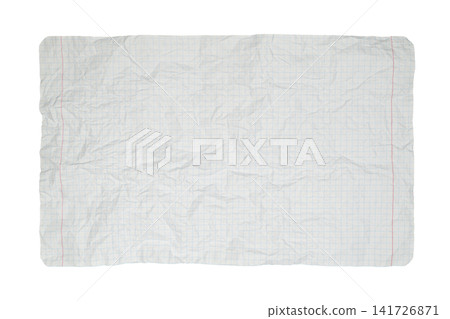 crumpled checkered notebook sheet with rounded corners isolated crumpled checkered notebook sheet with rounded corners isolated 141726871