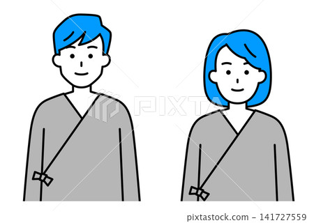 Young men and women in hospital gowns Young men and women in hospital gowns 141727559