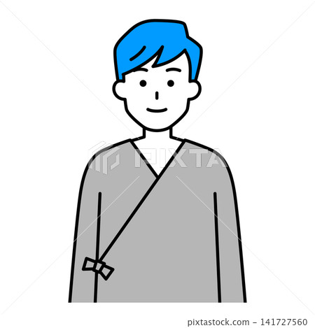 一位身穿病號服的年輕男子 一位身穿病號服的年輕男子 141727560