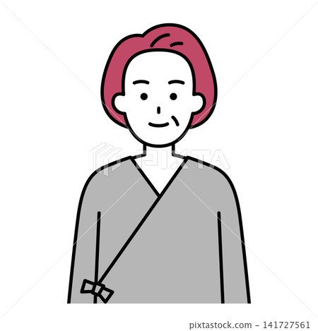 A middle-aged woman in a hospital gown. A middle-aged woman in a hospital gown. 141727561