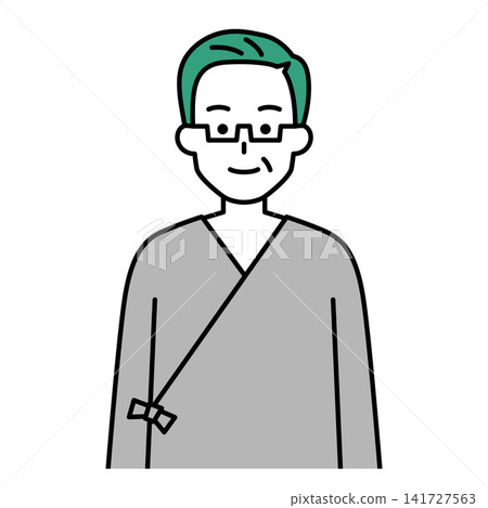 A middle-aged man in a hospital gown. A middle-aged man in a hospital gown. 141727563