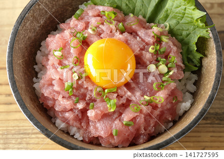 Negitoro Donburi (minced tuna rice bowl), Maguro Tataki Donburi (seared tuna Negitoro Donburi (minced tuna rice bowl), Maguro Tataki Donburi (seared tuna 141727595