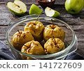 Polish dish pieczone jablka in a glass baking dish 141727609
