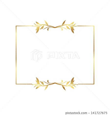 Floral Frame with Leaf Flourishes Elegant gold floral frame free vector illustration 141727675