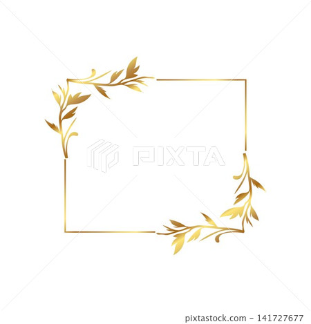 Floral Frame with Leaf Flourishes Elegant gold floral frame free vector illustration 141727677