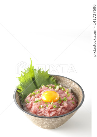 Negitoro Donburi and Tuna Tataki Donburi photographed against a white background. Negitoro Donburi and Tuna Tataki Donburi photographed against a white background. 141727696