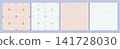 Set seamless patterns with hand-drawn pink, blue check, flowers on gingham background. Aesthetic plaid wallpaper. Minimalist checkered design for children textile, back-to-school stationery. 141728030