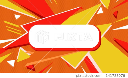 Red and yellow radial lines and a white rounded corner frame background 141728076