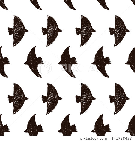 Black bird charcoal seamless pattern with crayon scribble for print. Cute monochrome charcoal bird in a simple vector repeat on white. Hand drawn naive dove silhouette for fabric and kids design Black bird charcoal seamless pattern with crayon scribble for print. Cute monochrome charcoal bird in a simple vector repeat on white. Hand drawn naive dove silhouette for fabric and kids design 141728458