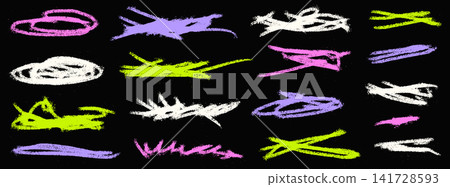 Chalk scribble scratch with pencil note doodle in pink neon for diary and blackboard art. Funky color crayon or pastel underlines csrawl. Hand drawn vector chalk scribble pack isolated Chalk scribble scratch with pencil note doodle in pink neon for diary and blackboard art. Funky color crayon or pastel underlines csrawl. Hand drawn vector chalk scribble pack isolated 141728593