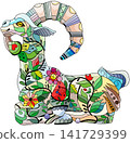 Goat. Hand drawn decorative vector illustration 141729399