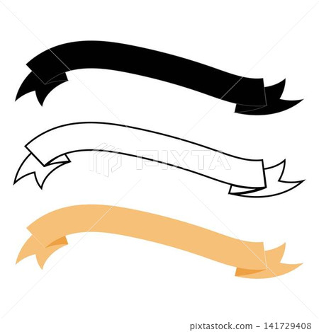 Black outline and solid color ribbon banner set for website Black outline and solid color ribbon banner set for website 141729408