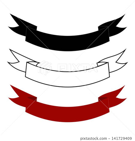 Black outline and solid color ribbon banner set for website Black outline and solid color ribbon banner set for website 141729409