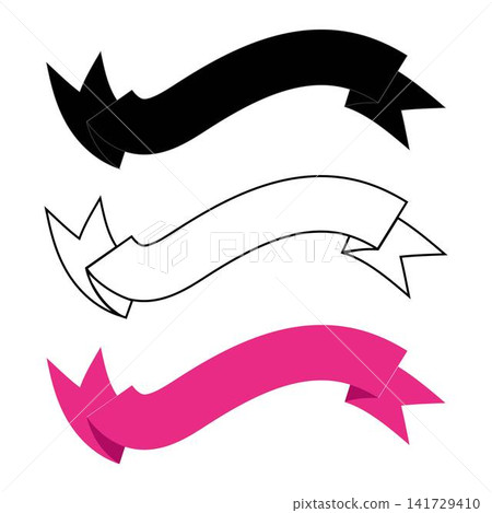 Black outline and solid color ribbon banner set for website Black outline and solid color ribbon banner set for website 141729410