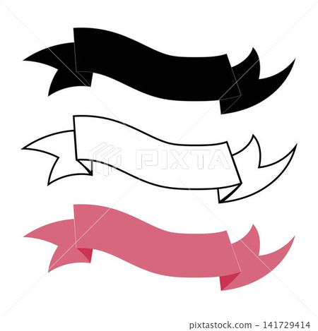 Black outline and solid color ribbon banner set for website Black outline and solid color ribbon banner set for website 141729414