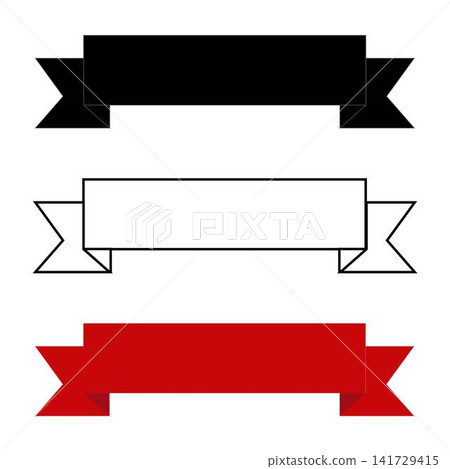 Black outline and solid color ribbon banner set for website Black outline and solid color ribbon banner set for website 141729415