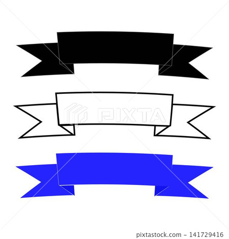 Black outline and solid color ribbon banner set for website Black outline and solid color ribbon banner set for website 141729416