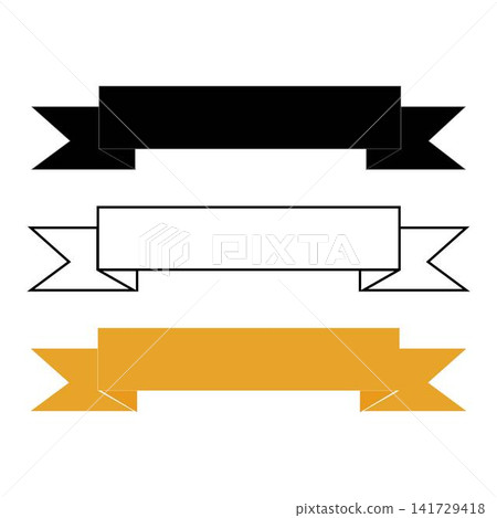 Black outline and solid color ribbon banner set for website Black outline and solid color ribbon banner set for website 141729418