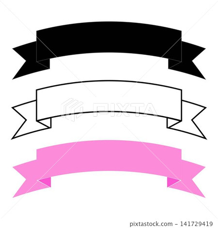 Black outline and solid color ribbon banner set for website Black outline and solid color ribbon banner set for website 141729419