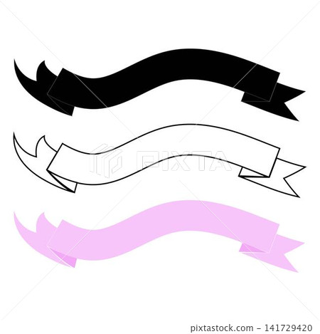 Black outline and solid color ribbon banner set for website Black outline and solid color ribbon banner set for website 141729420