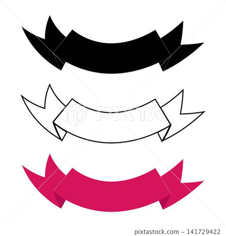 Black outline and solid color ribbon banner set for website Black outline and solid color ribbon banner set for website 141729422