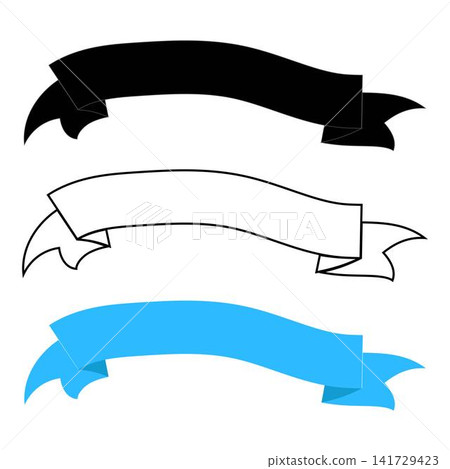 Black outline and solid color ribbon banner set for website Black outline and solid color ribbon banner set for website 141729423
