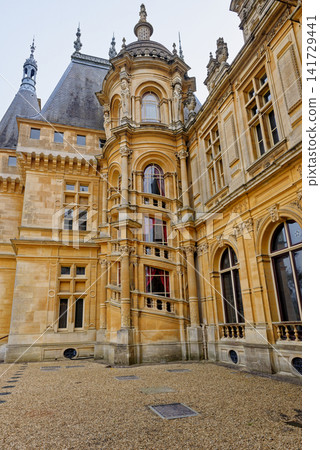 Ornate architectural details and Renaissance Revival tower turret at Waddesdon Manor Ornate architectural details and Renaissance Revival tower turret at Waddesdon Manor 141729441