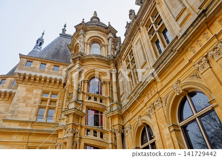 Ornate architectural details and Renaissance Revival tower turret at Waddesdon Manor Ornate architectural details and Renaissance Revival tower turret at Waddesdon Manor 141729442