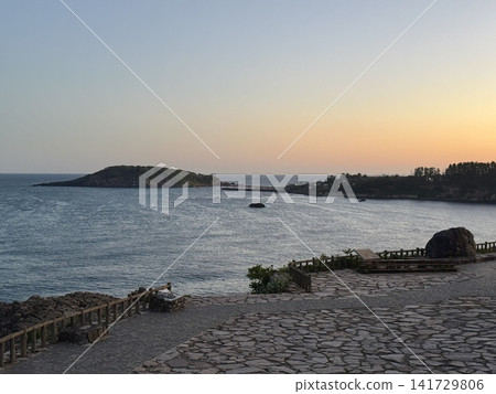 Tojinbo Cliffs and Oshima Island at dawn Tojinbo Cliffs and Oshima Island at dawn 141729806