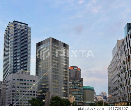Streetscape in front of Osaka Station on a summer evening Streetscape in front of Osaka Station on a summer evening 141729807