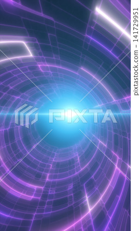 Futuristic purple digital portal with glowing circular grid, cyan center light, and neon technology tunnel effect. Futuristic purple digital portal with glowing circular grid, cyan center light, and neon technology tunnel effect. 141729951